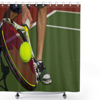 Personality  Tennis Player, Racket, Ball And Court Shower Curtains