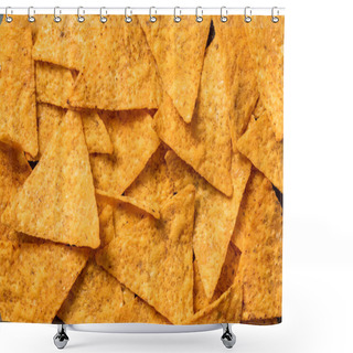 Personality  Top View Of Delicious Traditional Crunchy Mexican Nachos Shower Curtains