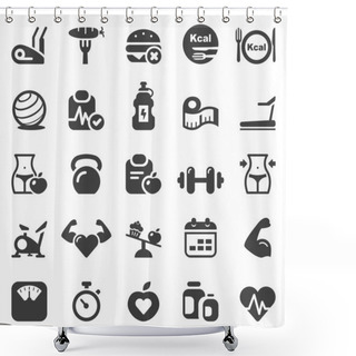 Personality  Fitness & Health Iconset Black Shower Curtains