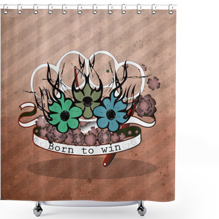 Personality  Born To Win Vintage Image Shower Curtains