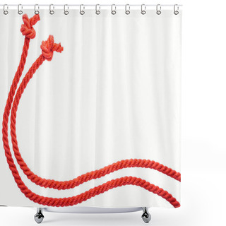 Personality  Red Long Curled Ropes With Knots Isolated On White Shower Curtains