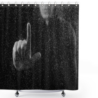 Personality  Cropped Shot Of Person Touching Frosted Glass With Finger Shower Curtains