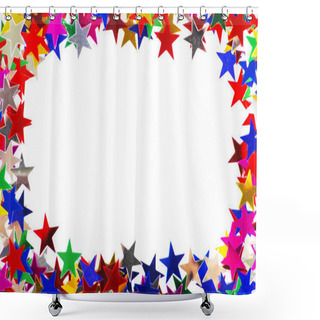 Personality  Star Shaped Confetti Of Different Colors Frame Shower Curtains