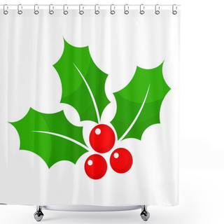 Personality  Christmas Holly Berry Flat Icon In Cartoon Style On White, Stock Shower Curtains