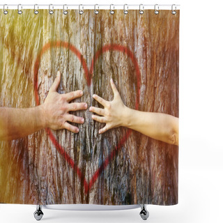 Personality  Couple Touching Heart In Sunlight Shower Curtains