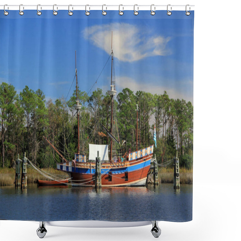 Personality  The Elizabeth II Replica Is One Of The Main Attractions At The Roanoke Island Festival Park In Manteo, North Carolina Shower Curtains