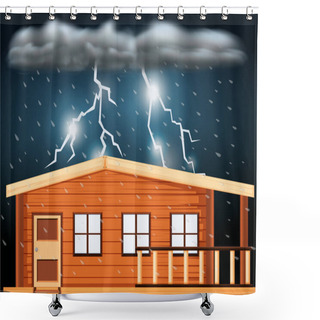 Personality  Scene With Thunderstorms Over The House Shower Curtains
