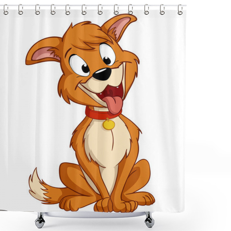 Personality  Cartoon Silly Dog With Red Collar Shower Curtains