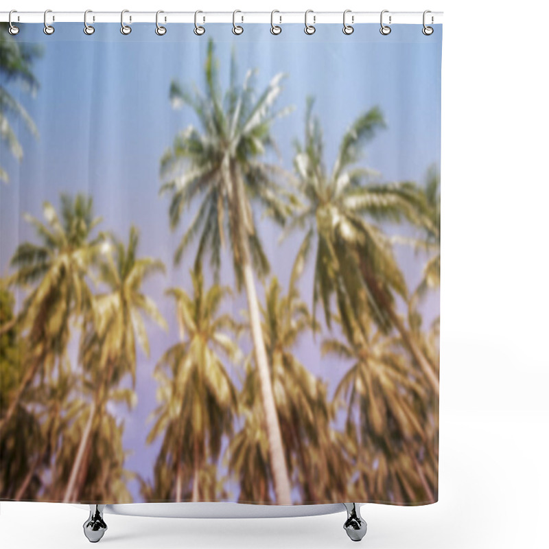 Personality  Palm Trees On Beautiful Tropical Island Shower Curtains