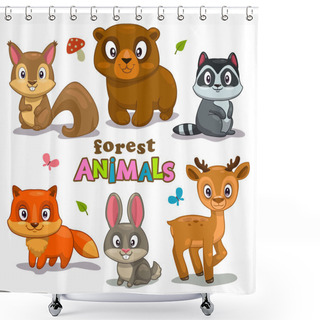 Personality  Cute Cartoon Forest Animals Shower Curtains