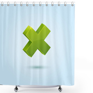 Personality  Green X Mark Symbol Isolated On Blue Background Shower Curtains