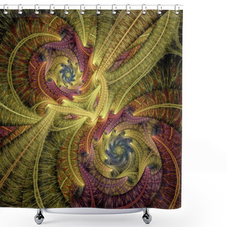 Personality  Abstract Fractal Image Colorful Star Twin Spirals Shower Curtains