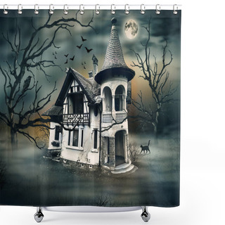 Personality  Haunted House With Dark Horrow Atmosphere. Shower Curtains