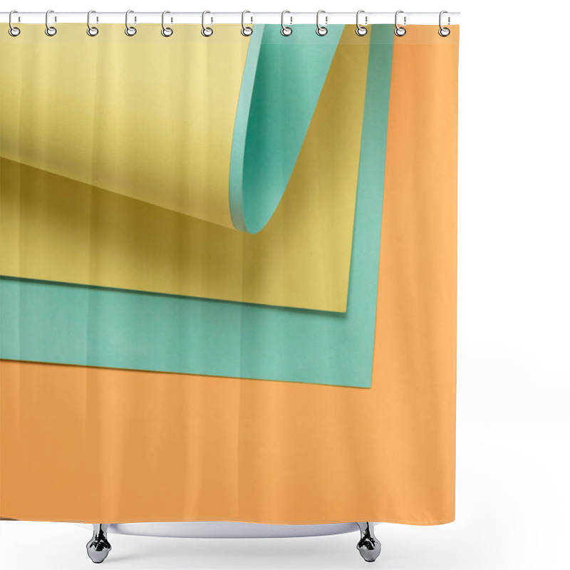 Personality  Beautiful Creative Background With Yellow, Green And Orange Colored Paper Shower Curtains