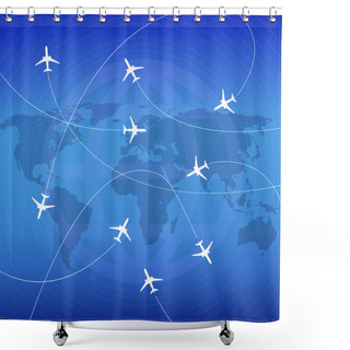 Personality  Airplanes With Airplane Stream Jet And Paths. Shower Curtains