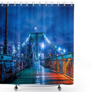 Personality  Night Of The Brooklyn Bridge Shower Curtains