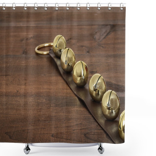 Personality  Christmas Sleigh Bells On Wood Shower Curtains