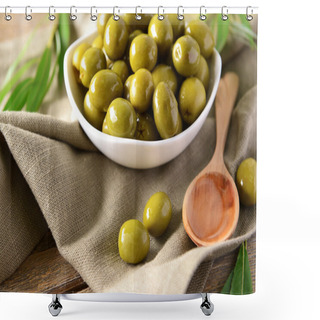Personality  Green Olives In Bowl Shower Curtains