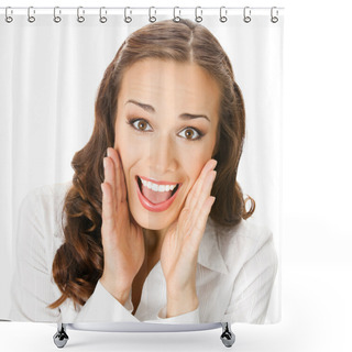 Personality  Happy Smiling Surprised Business Woman, Isolated Shower Curtains
