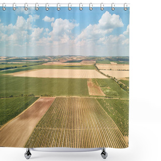 Personality  Aerial View Of Fields And Blue Sky With Clouds, Czech Republic Shower Curtains