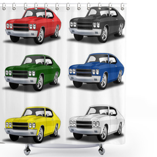 Personality  70's Classic Muscle Cars In Multiple Colors Shower Curtains
