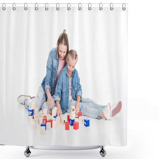 Personality  Aphabet Cubes Shower Curtains