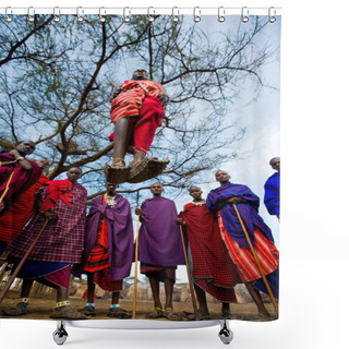 Personality  Masai Warriors Traditional Jumps Shower Curtains