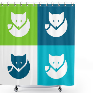 Personality  Arctic Fox Flat Four Color Minimal Icon Set Shower Curtains