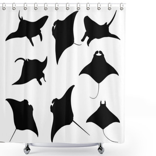 Personality  Set Of Manta Ray Silhouette Vector Art Shower Curtains