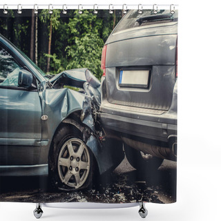 Personality  Car Accident On The Street. Shower Curtains