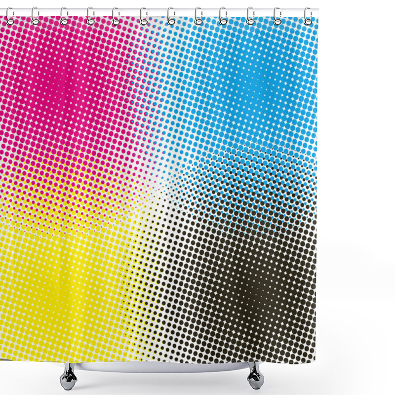 Personality  Halftone CMYK Vector Illustration Background Shower Curtains