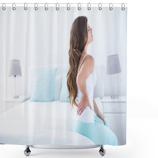 Personality  Attractive Woman With Back Pain Shower Curtains
