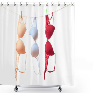 Personality  Bra Hanging On Clothes Line Shower Curtains