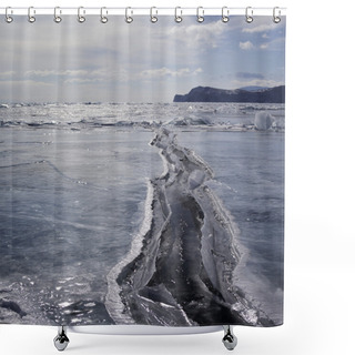 Personality  A Crack In The Ice. Lake Baikal, Russia. Shower Curtains