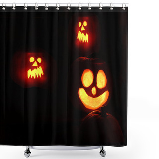 Personality  Halloween Pumkins Jack O Lanterns Shower Curtains