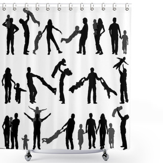 Personality  Silhouette Happy Family Shower Curtains