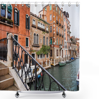 Personality  Canal, Motor Boats And Ancient Buildings In Venice, Italy  Shower Curtains