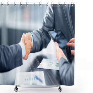 Personality  Business Shaking Hands In Office Shower Curtains