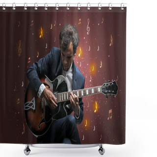 Personality  Falling Notes With Classical Musician Shower Curtains