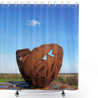 Personality  Rusted Bowl With Blue Sky As Background Shower Curtains