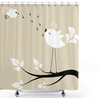 Personality  Two White Birds On A Branch Shower Curtains