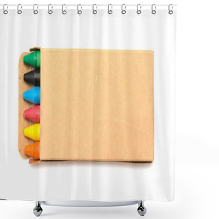 Personality  Small Box Of Color Wax Crayons, Isolated On White Background Shower Curtains