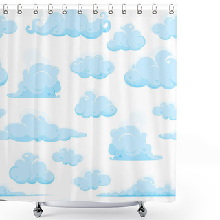 Personality  Light, White Sky With Clouds, Seamless Pattern Shower Curtains