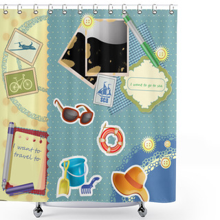 Personality  Vacation Background  Banner Vector Illustration   Shower Curtains