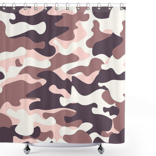 Personality  Modern Fashion Vector Trendy Camo Pattern.Classic Clothing Style Masking Camo Repeat Print. Brown Black Olive Colors Forest Texture. Design Element. Vector Illustration. Shower Curtains