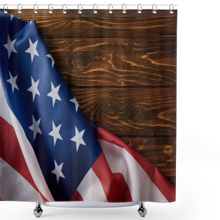 Personality  Partial View Of United States Of America Flag On Wooden Surface  Shower Curtains