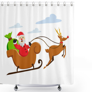 Personality  Santa Clause Sledge Shower Curtains
