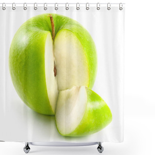 Personality  Apple And Its Quarter Slice Shower Curtains