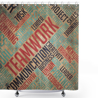 Personality  Teamwork Background - Wordcloud Concept. Shower Curtains