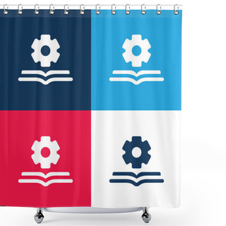 Personality  Book Blue And Red Four Color Minimal Icon Set Shower Curtains